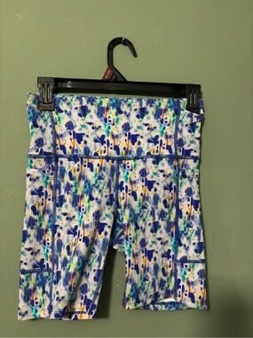 Women’s Multicolor Splash Print Bike Shorts - and a pair of legging. Two items
